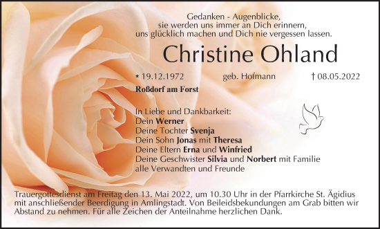 Anzeige von Christine Ohland von MGO