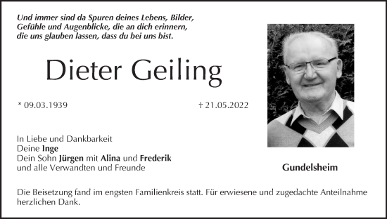 Anzeige von Dieter Geiling von MGO