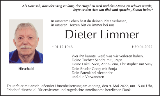 Anzeige von Dieter Limmer von MGO