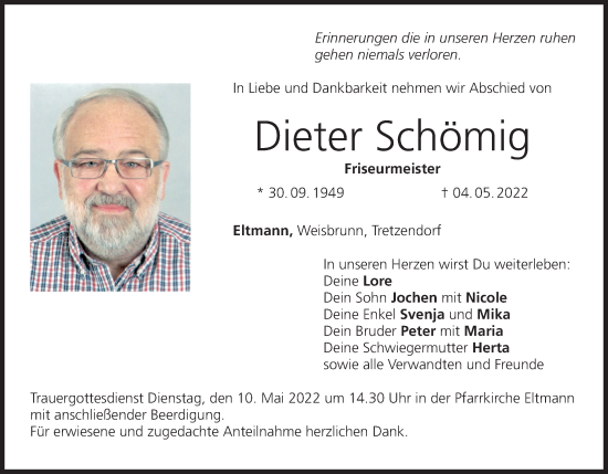 Anzeige von Dieter Schömig von MGO