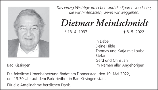 Anzeige von Dietmar Meinlschmidt von MGO