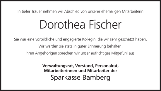 Anzeige von Dorothea Fischer von MGO