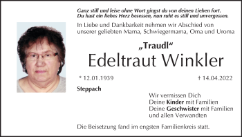 Anzeige von Edeltraut Winkler von MGO