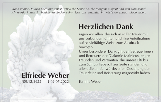 Anzeige von Elfriede Weber von MGO