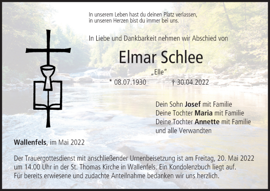 Anzeige von Elmar Schlee von MGO