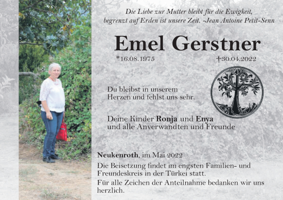 Anzeige von Emel Gerstner von MGO
