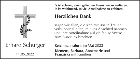 Anzeige von Erhard Schürger von MGO