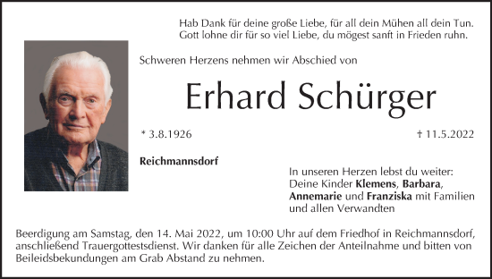 Anzeige von Erhard Schürger von MGO