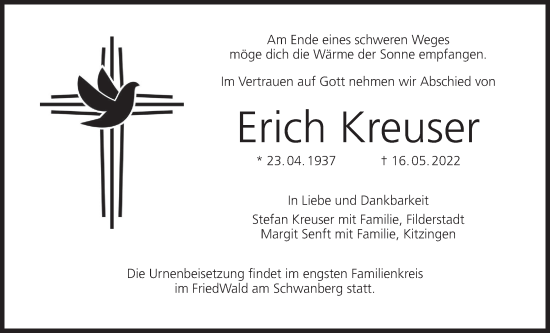 Anzeige von Erich Kreuser von MGO