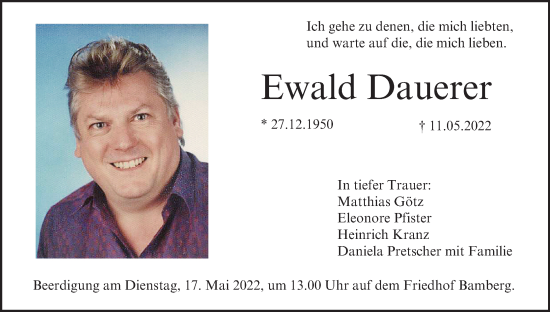 Anzeige von Ewald Dauerer von MGO