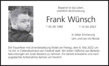 Anzeige von Frank Wünsch von MGO