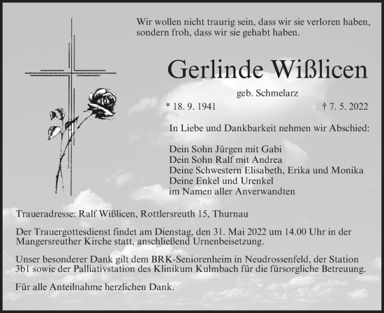 Anzeige von Gerlinde Wißlicen von MGO