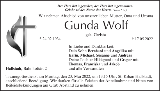 Anzeige von Gunda Wolf von MGO