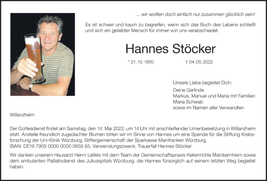 Anzeige von Hannes Stöcker von MGO