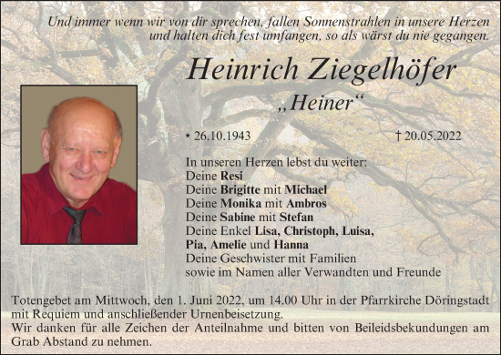 Anzeige von Heinrich Ziegelhöfer von MGO