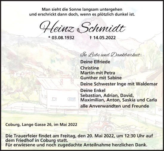 Anzeige von Heinz Schmidt von MGO