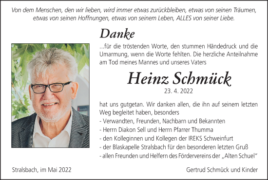 Anzeige von Heinz Schmück von MGO