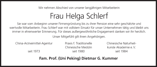 Anzeige von Helga Schlerf von MGO