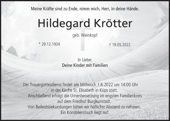 Anzeige von Hildegard Krötter von MGO