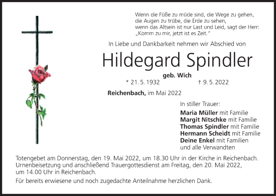 Anzeige von Hildegard Spindler von MGO