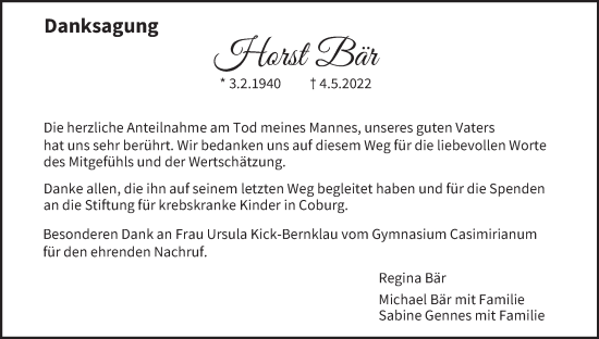 Anzeige von Horst Bär von MGO