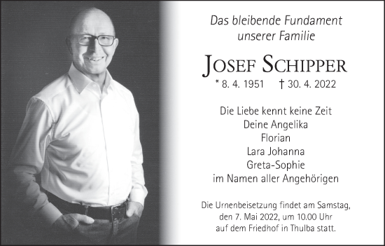 Anzeige von Josef Schipper von MGO