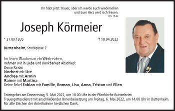 Anzeige von Joseph Körmeier von MGO