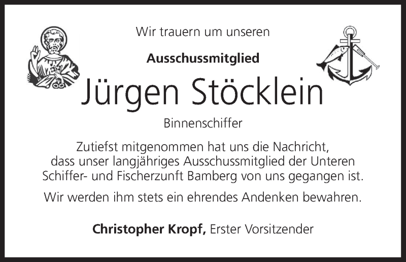  Traueranzeige für Jürgen Stöcklein vom 30.04.2022 aus MGO