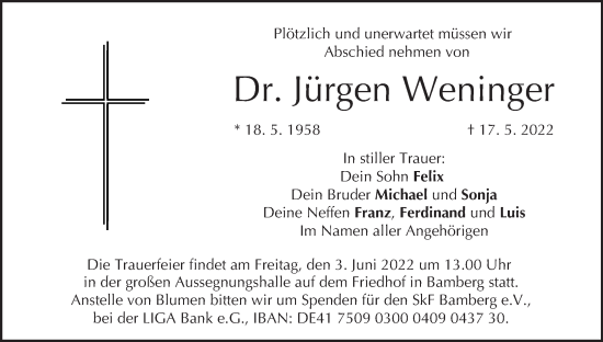 Anzeige von Jürgen Weninger von MGO