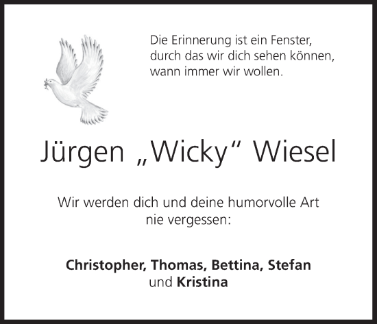 Anzeige von Jürgen Wiesel von MGO
