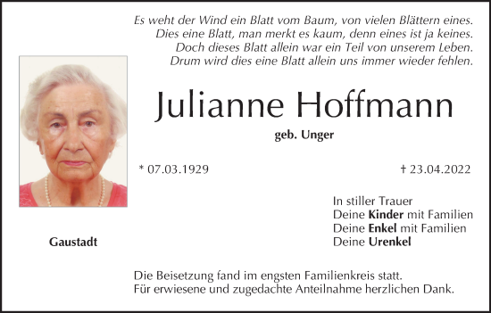 Anzeige von Julianne Hoffmann von MGO