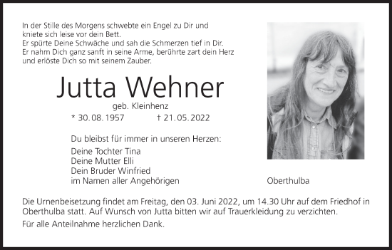 Anzeige von Jutta Wehner von MGO