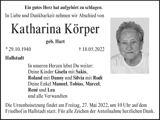 Anzeige von Katharina Körper von MGO