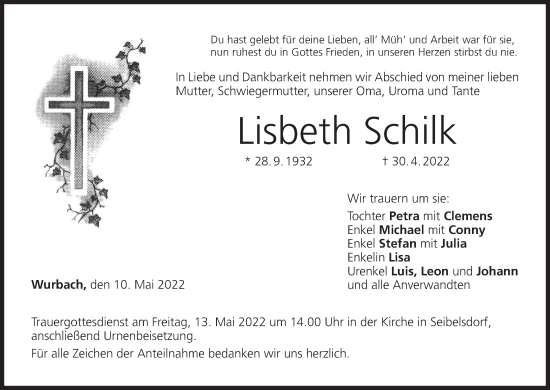 Anzeige von Lisbeth Schilk von MGO