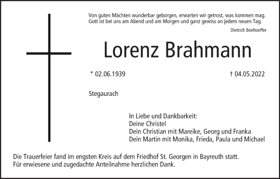 Anzeige von Lorenz Brahmann von MGO