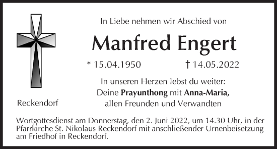 Anzeige von Manfred Engert von MGO