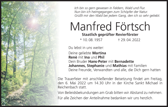 Anzeige von Manfred Förtsch von MGO