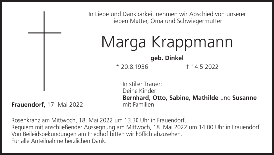 Anzeige von Marga Krappmann von MGO