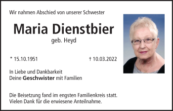 Anzeige von Maria Dienstbier von MGO