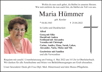 Anzeige von Maria Hümmer von MGO