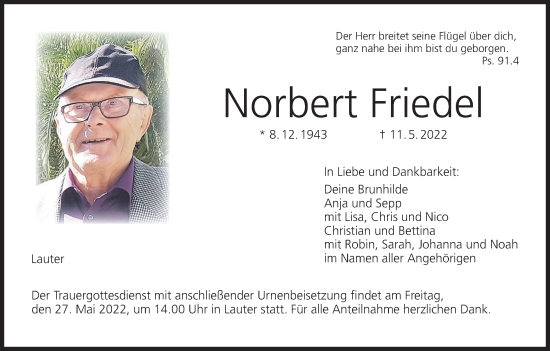 Anzeige von Norbert Friedel von MGO