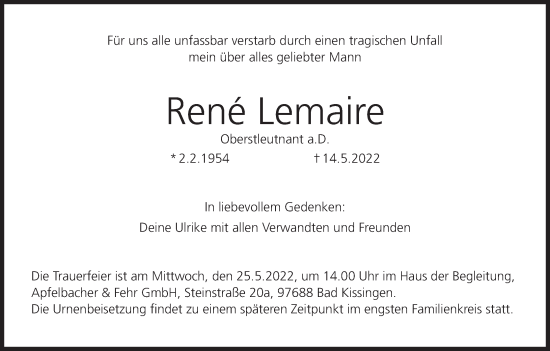 Anzeige von Rene Lemaire von MGO