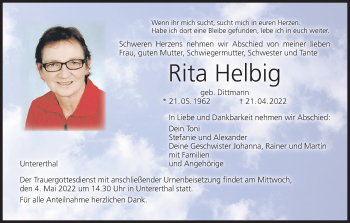 Anzeige von Rita Helbig von MGO