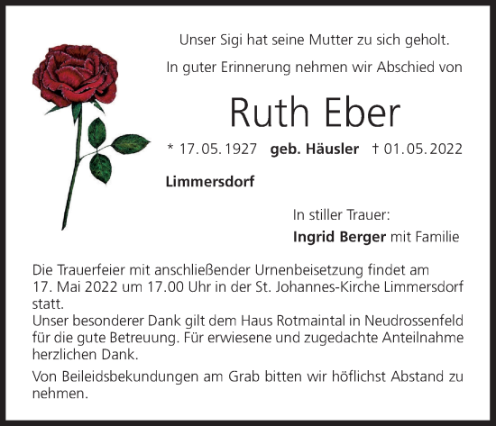Anzeige von Ruth Eber von MGO