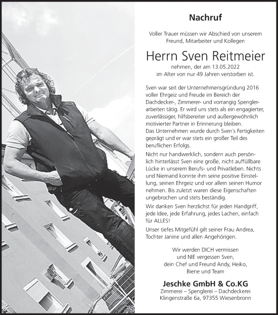 Anzeige von Sven Reitmeier von MGO