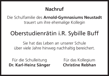 Anzeige von Sybille Buff von MGO