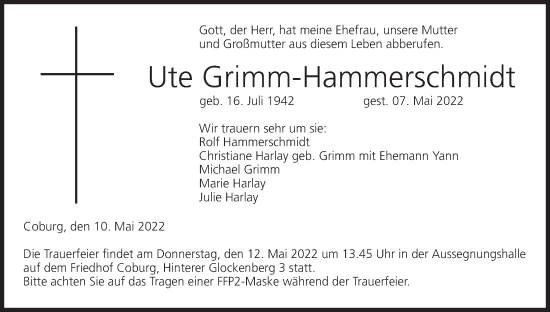 Anzeige von Ute Grimm-Hammerschmidt von MGO