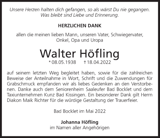 Anzeige von Walter Höfling von MGO