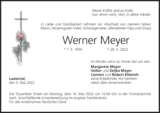 Anzeige von Werner Meyer von MGO