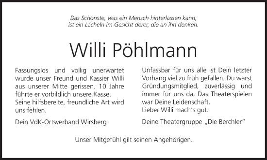 Anzeige von Willi Pöhlmann von MGO